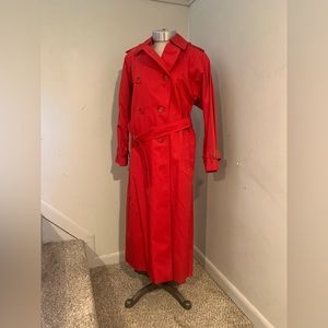 Red Burberry trench coat
